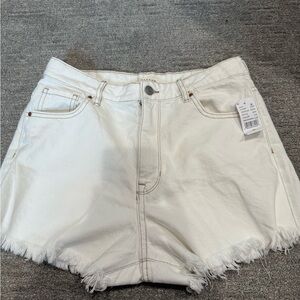 PacSun Off-White Frayed Hem Jean Shorts